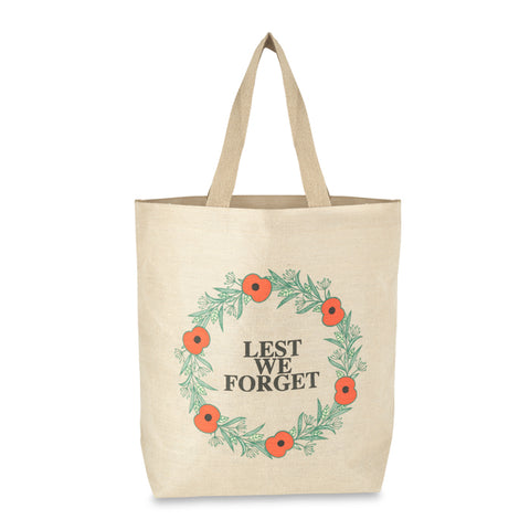 Lest We Forget Poppy Wreath Jute Bag