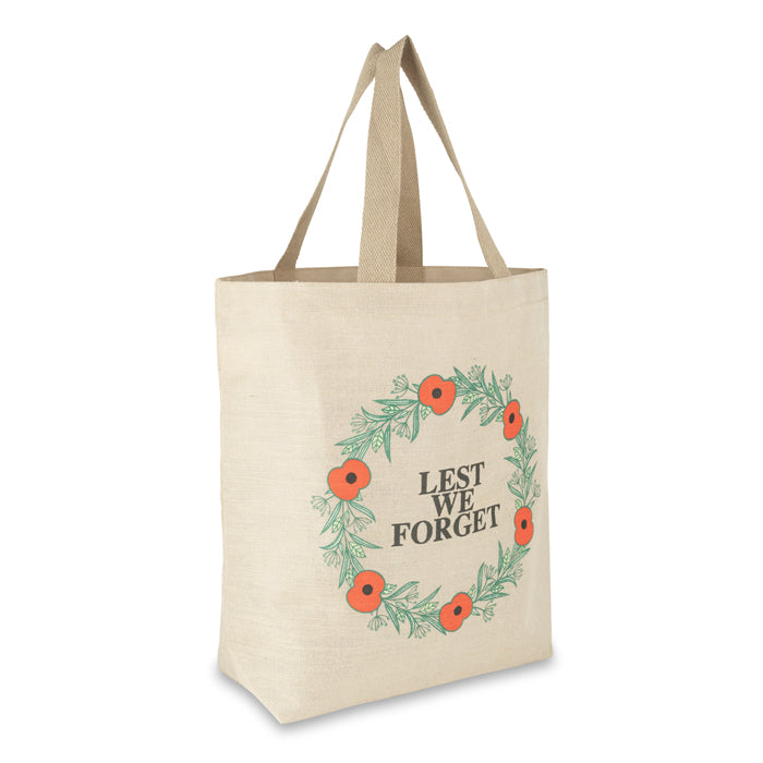 Lest We Forget Poppy Wreath Jute Bag