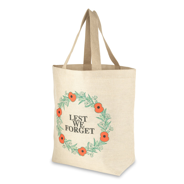 Lest We Forget Poppy Wreath Jute Bag