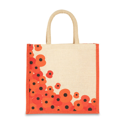 Cascading Poppies Medium Jute Bag