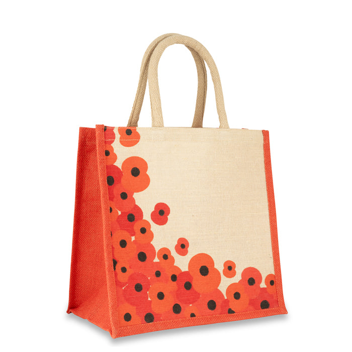 Cascading Poppies Medium Jute Bag
