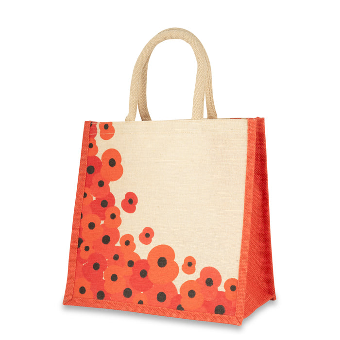 Cascading Poppies Medium Jute Bag