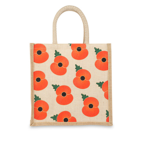 Gold Rimmed Falling Poppy Juco Bag