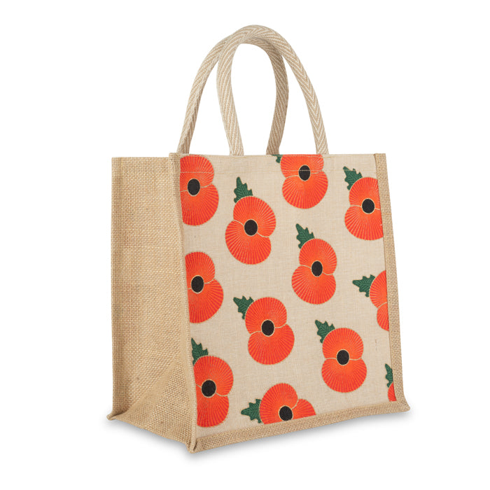 Gold Rimmed Falling Poppy Juco Bag