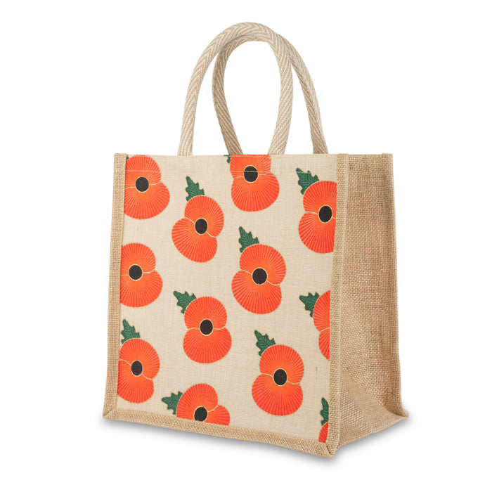 Gold Rimmed Falling Poppy Juco Bag