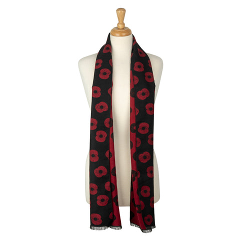 Red & Black Poppy Reversible Scarf