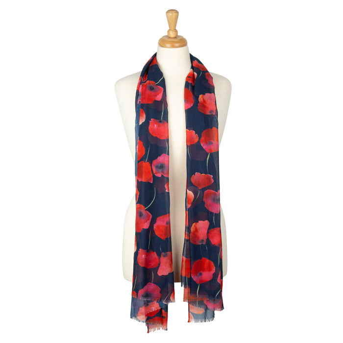 Dewy Poppies rPET Lightweight Scarf