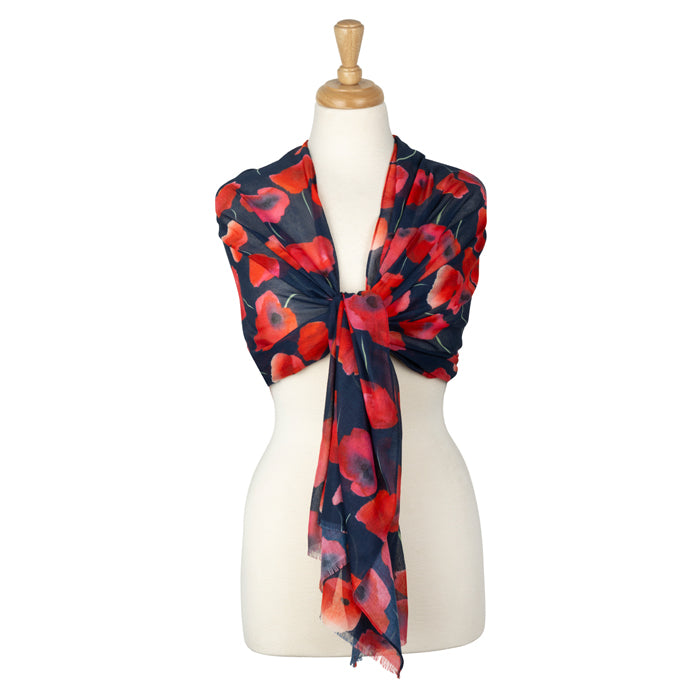Dewy Poppies rPET Lightweight Scarf