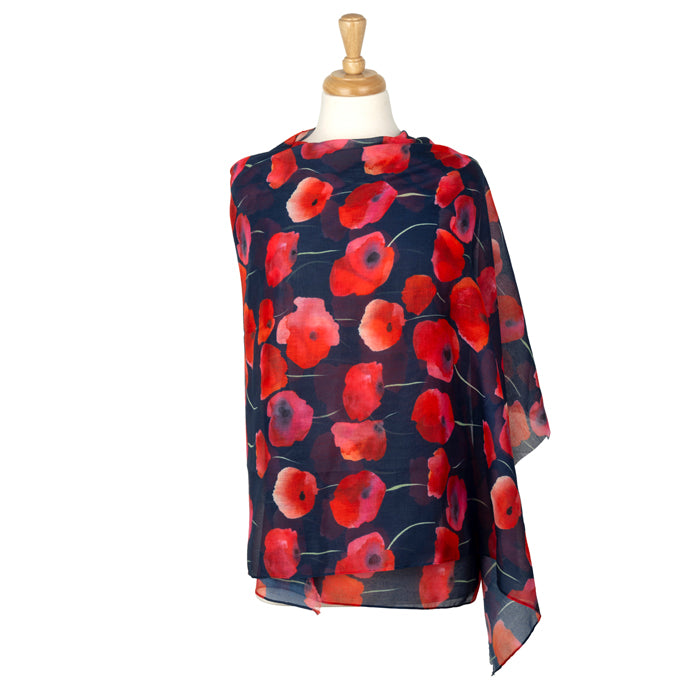 Dewy Poppies rPET Lightweight Scarf