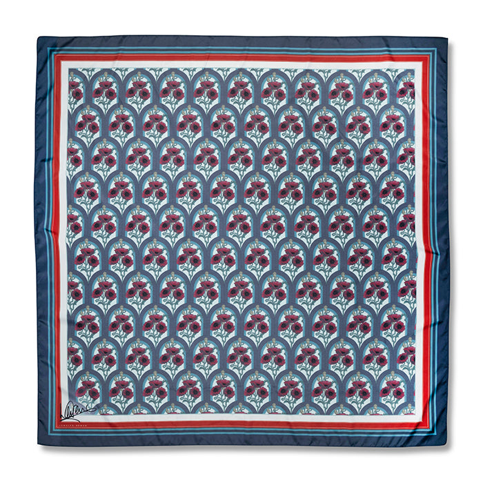 poppy【新品未使用】Border muffler　blue border Laurence Llewelyn-Bowen Art Deco Poppy Scarf | Poppy Shop UK