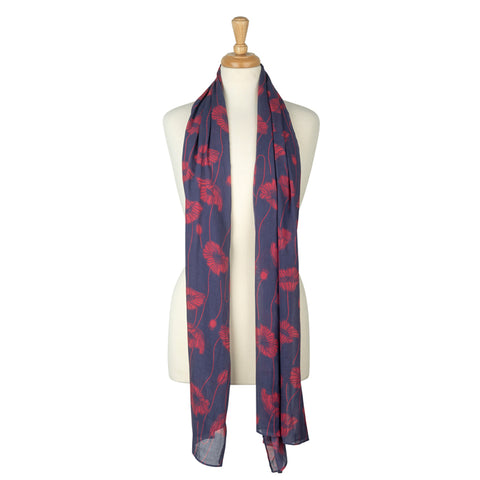 Blooming Poppy and Bud Lightweight Scarf