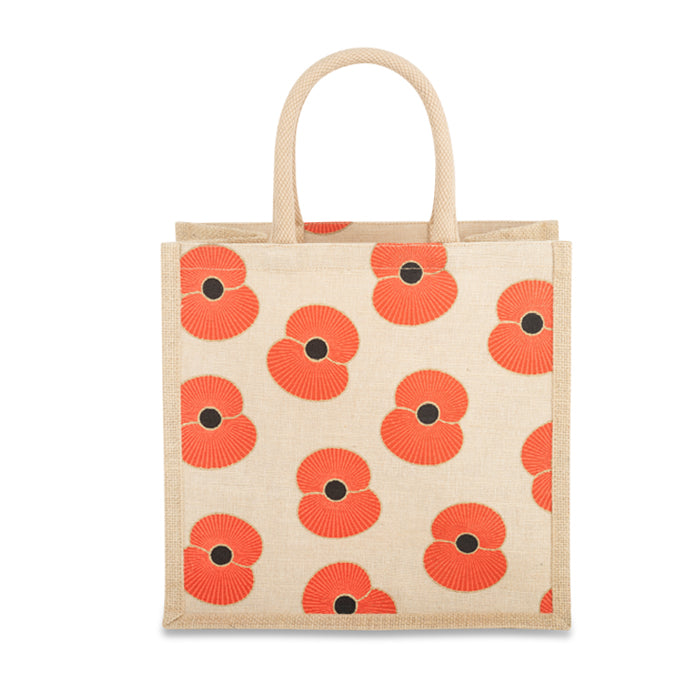 Gold Rimmed Multi Poppy Juco Bag