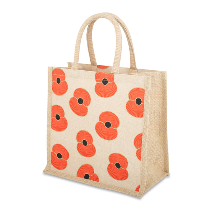 Gold Rimmed Multi Poppy Juco Bag