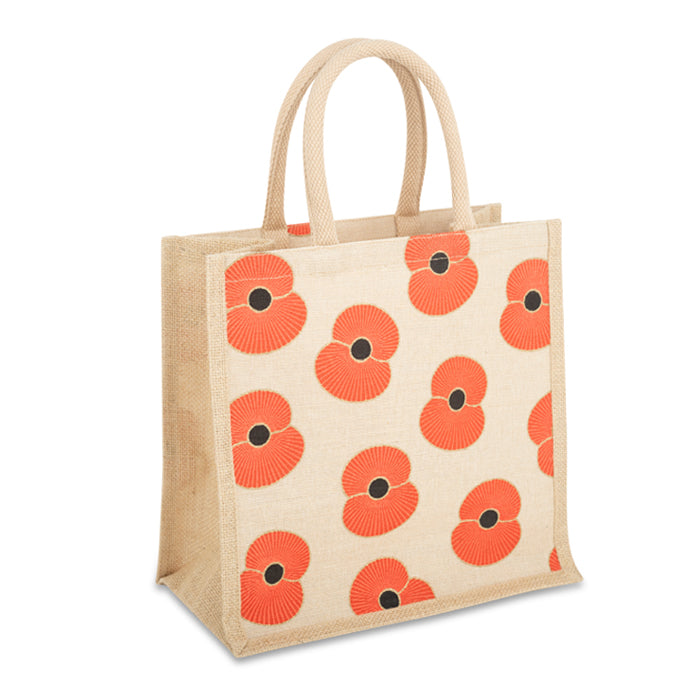 Gold Rimmed Multi Poppy Juco Bag