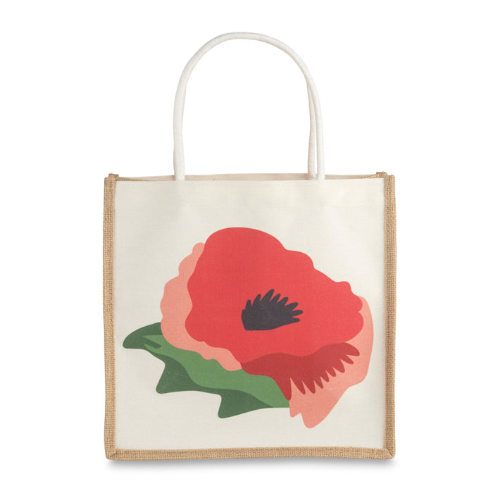 Single Poppy Juco Tote Bag