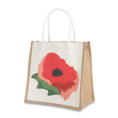 Single Poppy Juco Tote Bag