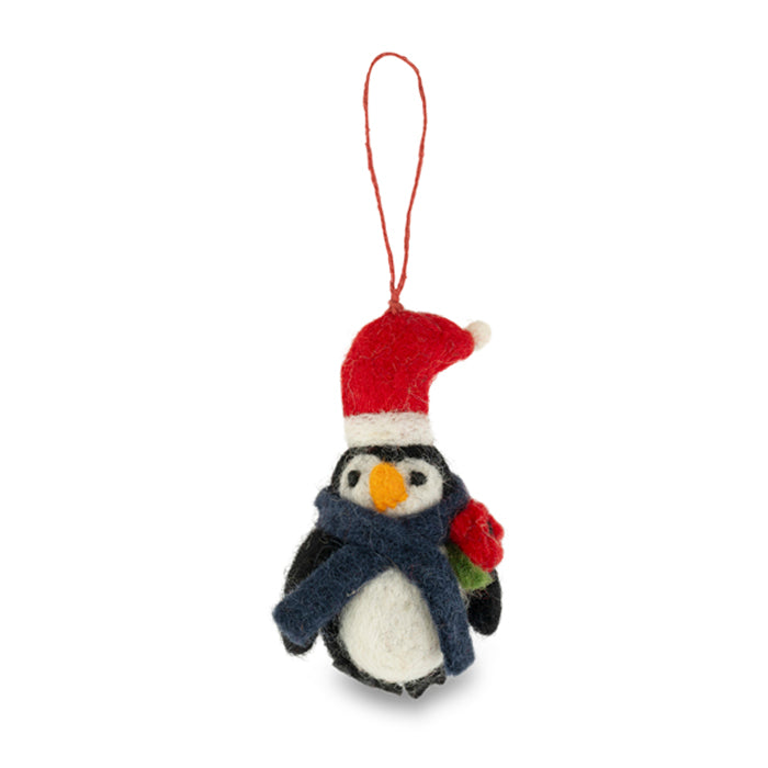 Santa Penguin Poppy Felt Christmas Decoration