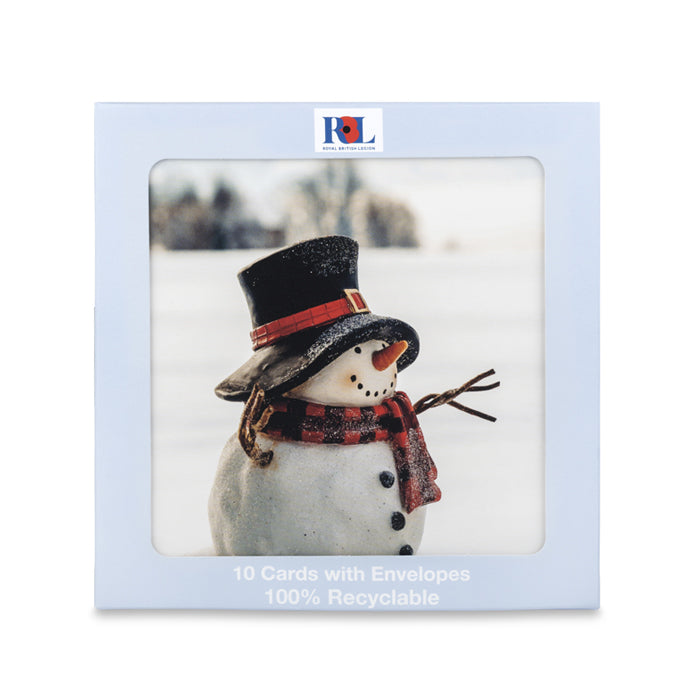 Snowman at Christmas Cards - Pack of 10