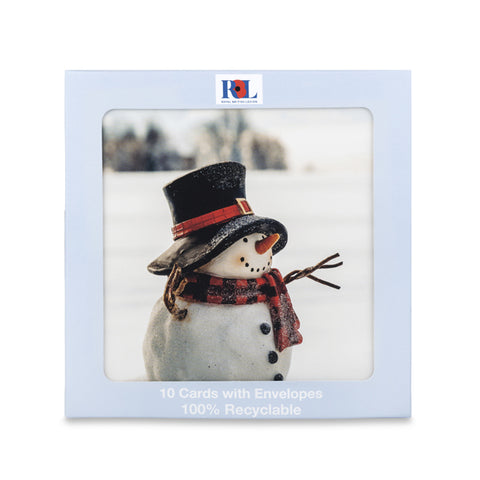 Snowman at Christmas Cards - Pack of 10