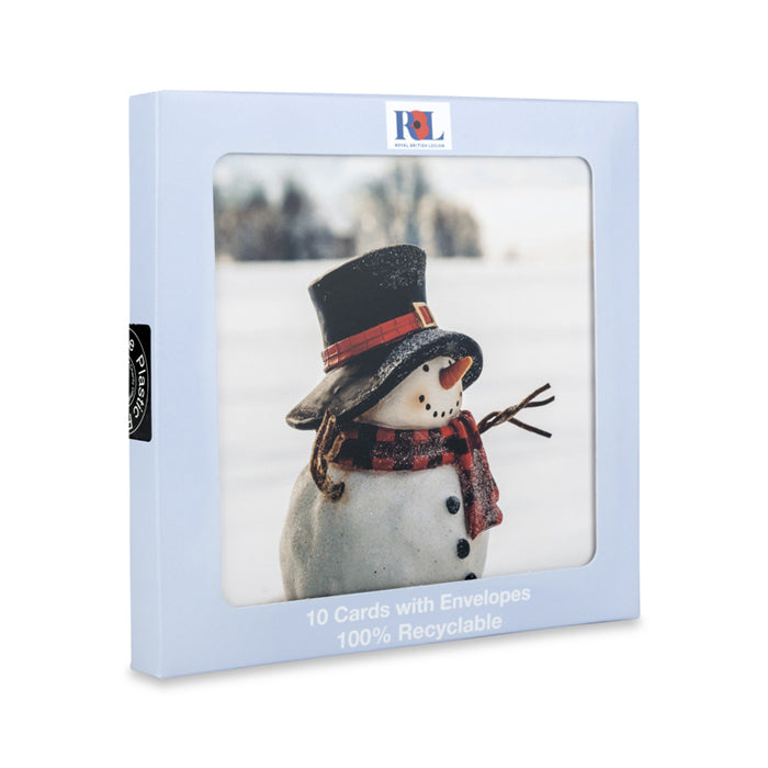 Snowman at Christmas Cards - Pack of 10