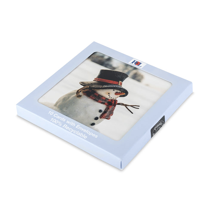 Snowman at Christmas Cards - Pack of 10