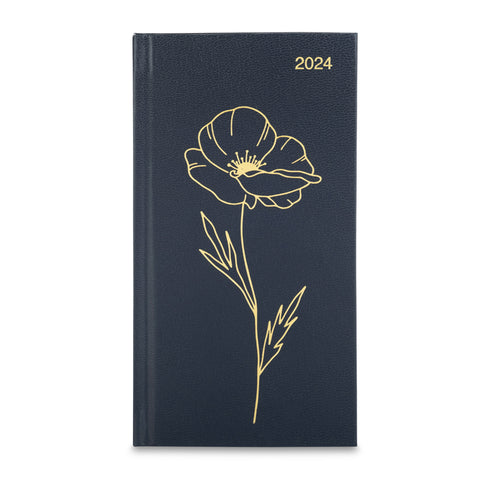 Foiled Poppy Blue Slimline 2024 Diary