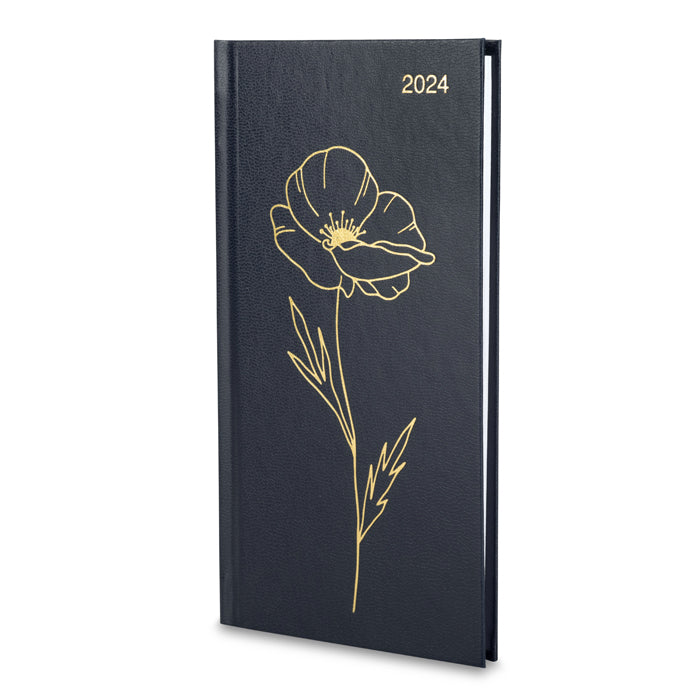 Foiled Poppy Blue Slimline 2024 Diary