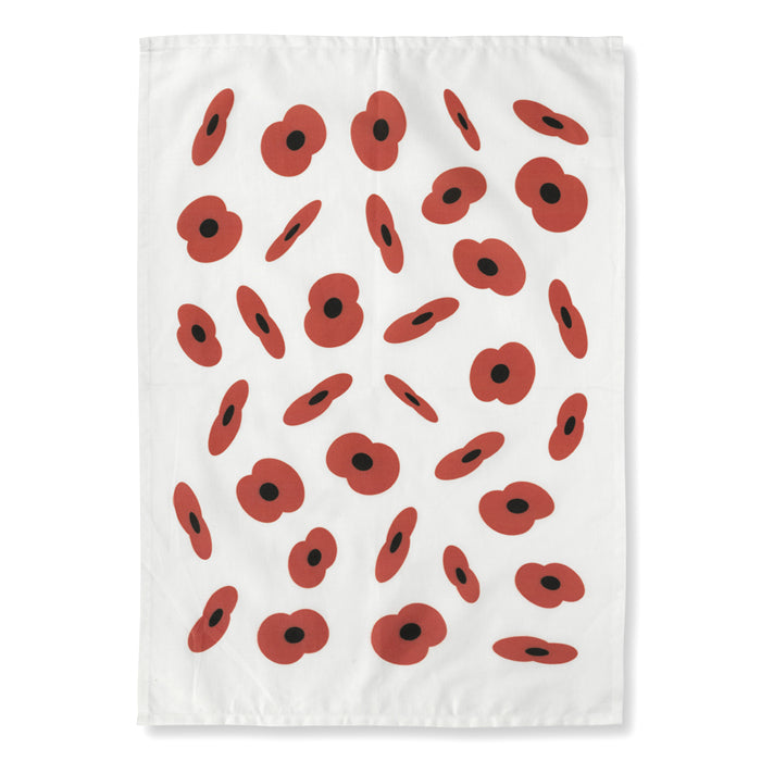 Falling Poppies Tea Towel