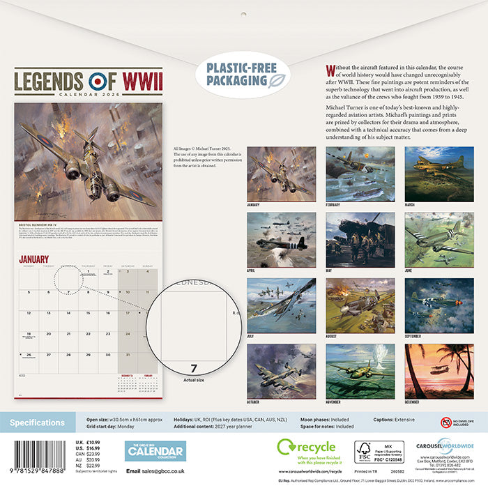 Legends of WWII Wall Calendar 2026
