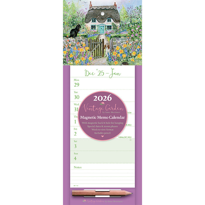 Vintage Garden Magnetic Calendar 2026