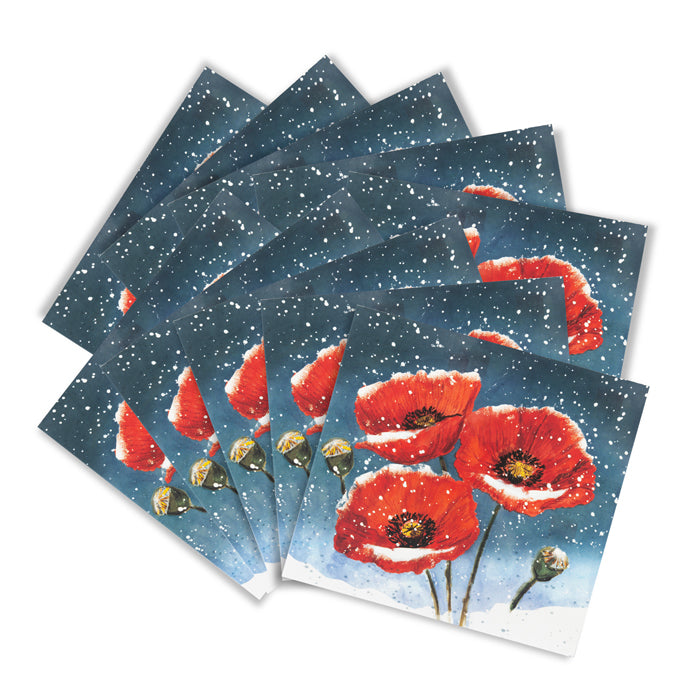 Poppies in the Snow Christmas Cards - Pack of 10