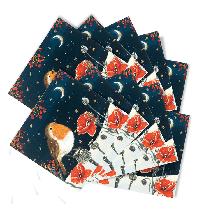 Moonlight Robin Christmas Cards - Pack of 10