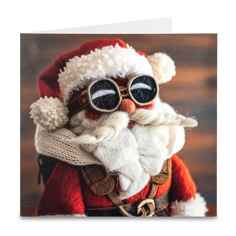 Felt Aviator Santa Christmas Cards - Pack of 10