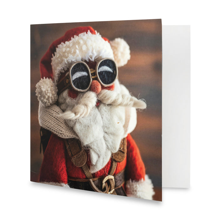 Felt Aviator Santa Christmas Cards - Pack of 10