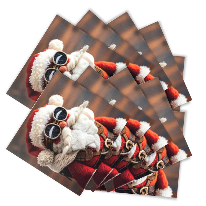 Felt Aviator Santa Christmas Cards - Pack of 10