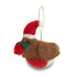 Robin in Santa Hat with Poppy Felt Christmas Decoration