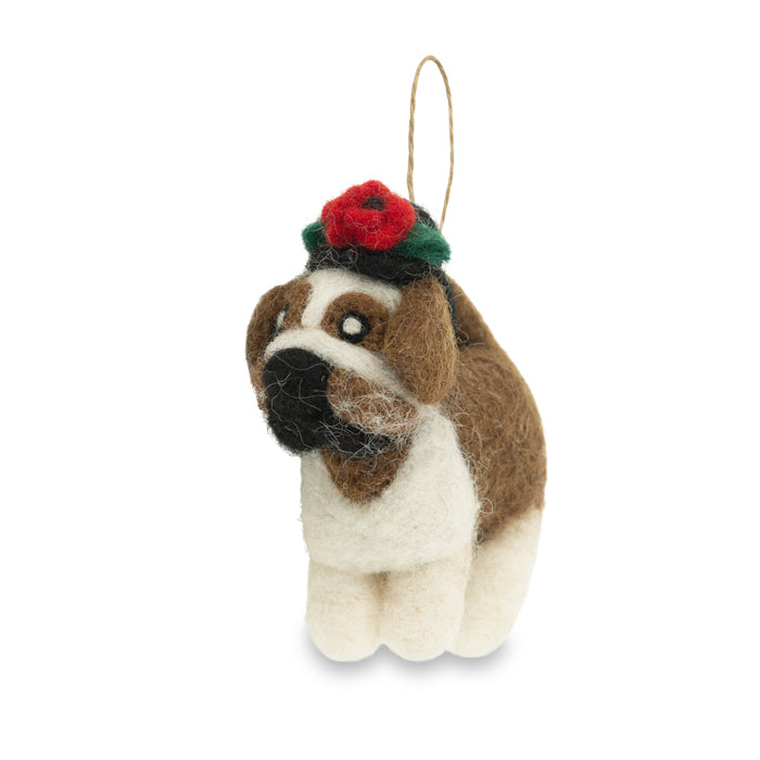 Churchill Bulldog with Poppy Felt Christmas Decoration