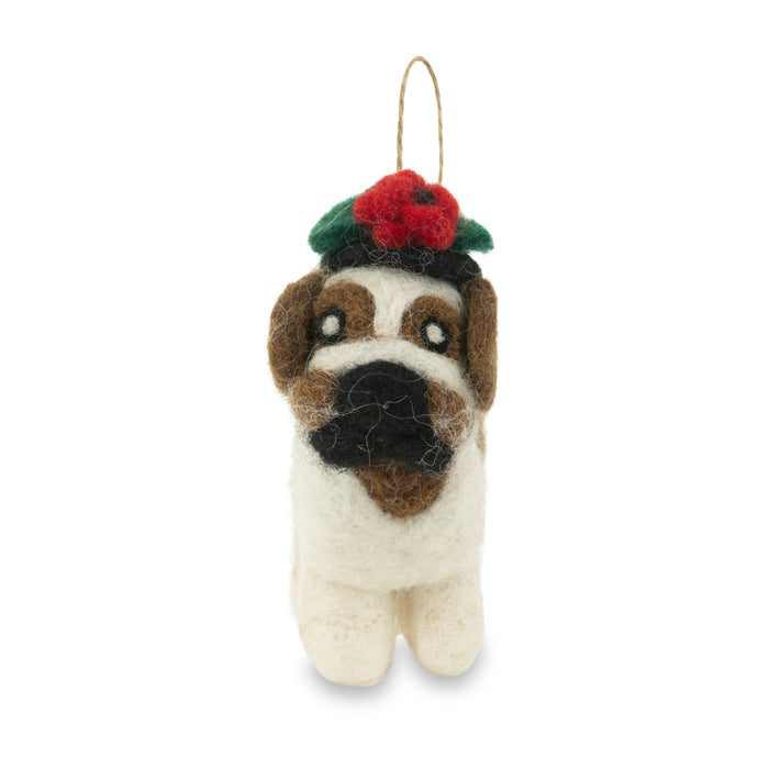 Churchill Bulldog with Poppy Felt Christmas Decoration