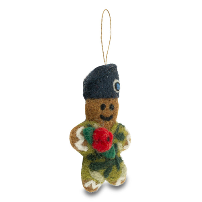 Army Gingerbreadman Felt Christmas Decoration