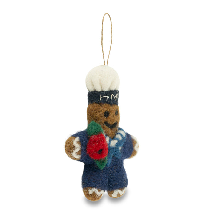 Navy Gingerbreadman Felt Christmas Decoration