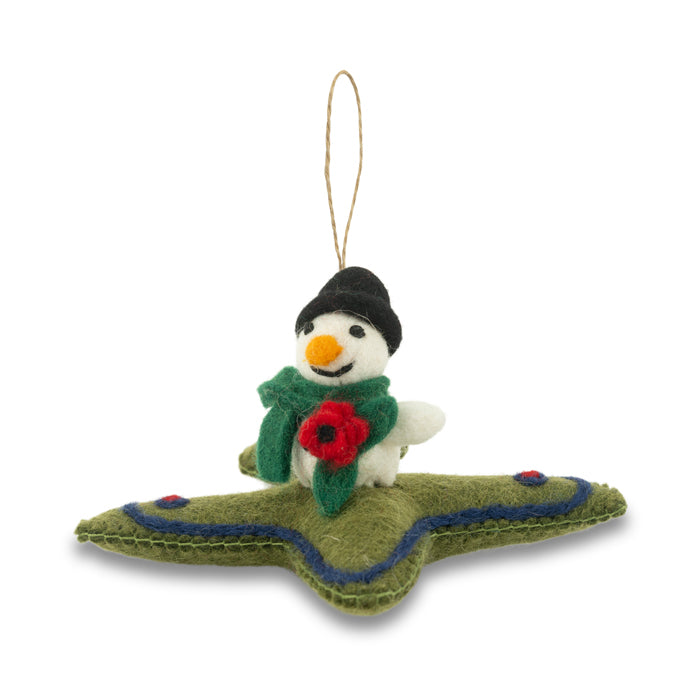 Snowman in Spitfire Felt Christmas Decoration