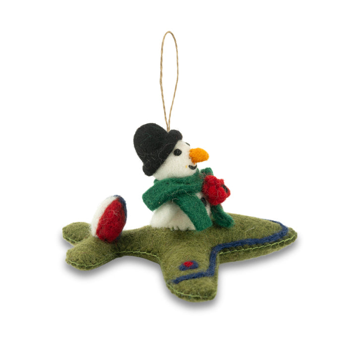 Snowman in Spitfire Felt Christmas Decoration