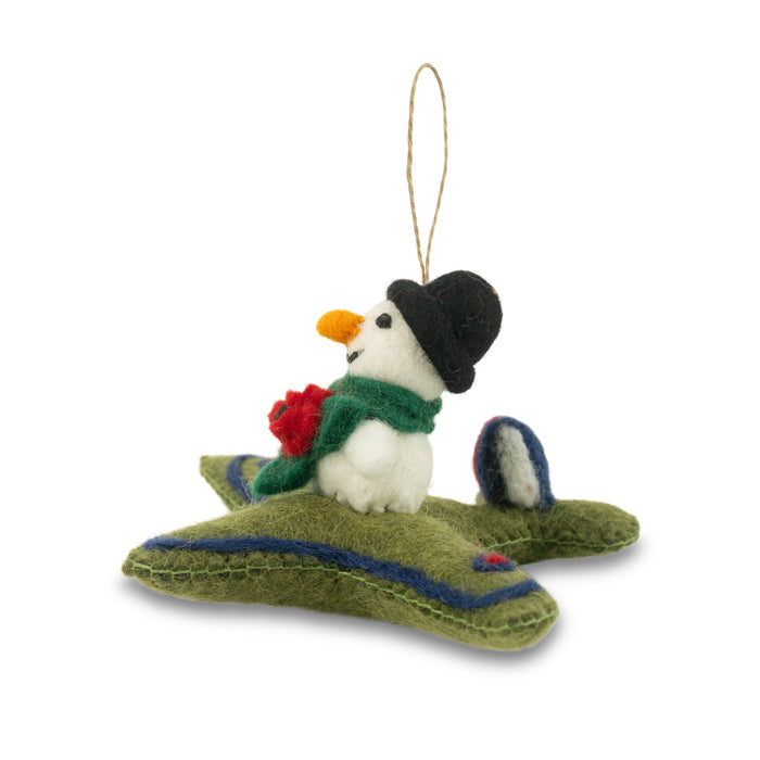 Snowman in Spitfire Felt Christmas Decoration