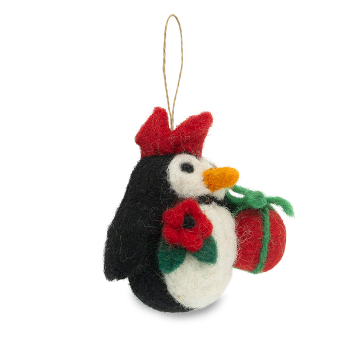 Party Hat Penguin with Poppy Felt Christmas Decoration