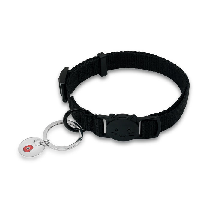 Black Cat Collar with Poppy Charm