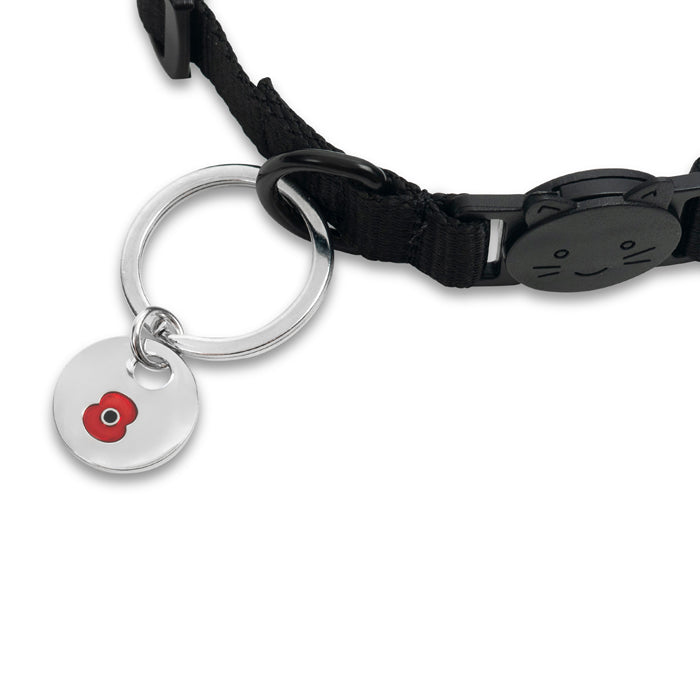 Black Cat Collar with Poppy Charm