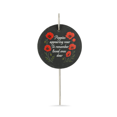 Poppies Appearing Near Slate Garden Plaque