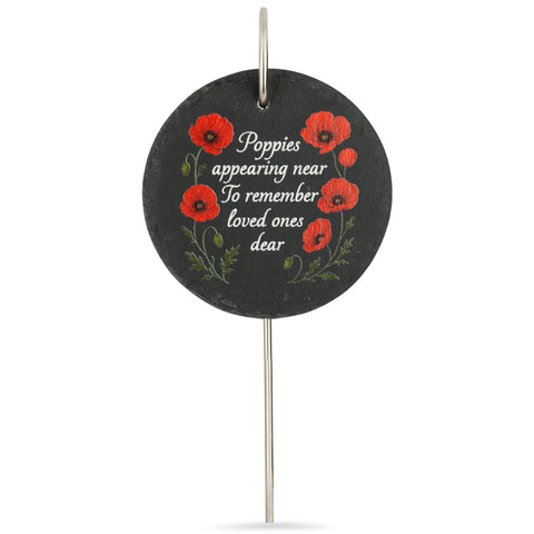 Poppies Appearing Near Slate Garden Plaque