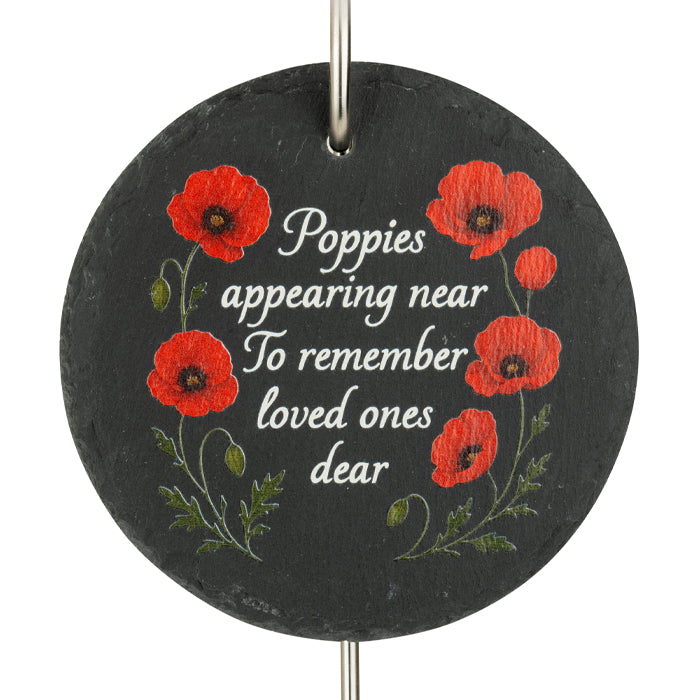 Poppies Appearing Near Slate Garden Plaque