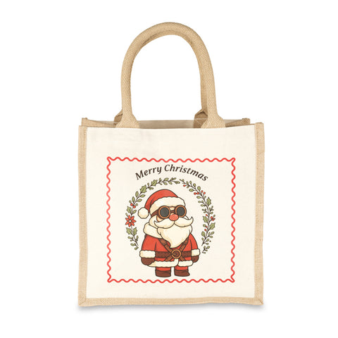 Aviator Santa Christmas Jute Bag